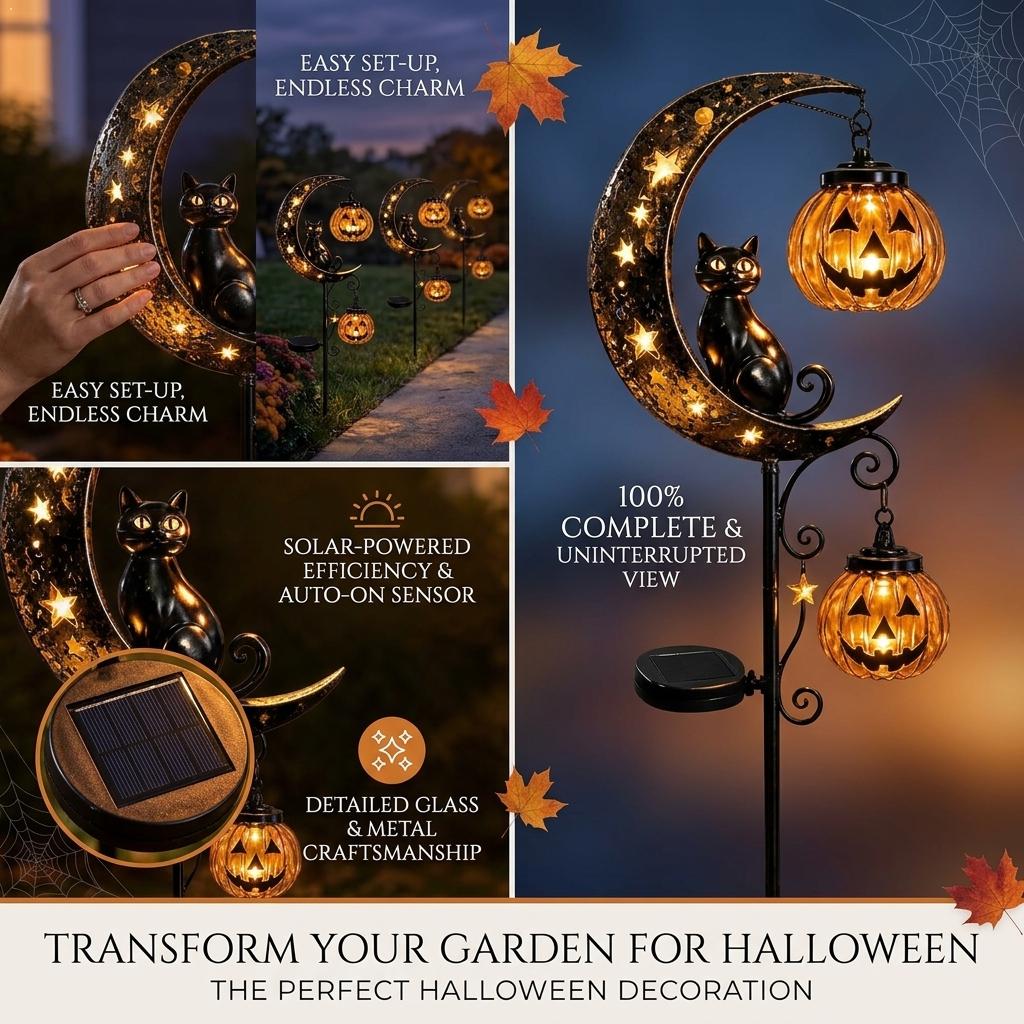 Outdoor Lighting Yard Stakes - Halloweenowa lampa ogrodowa w kształcie czarnego