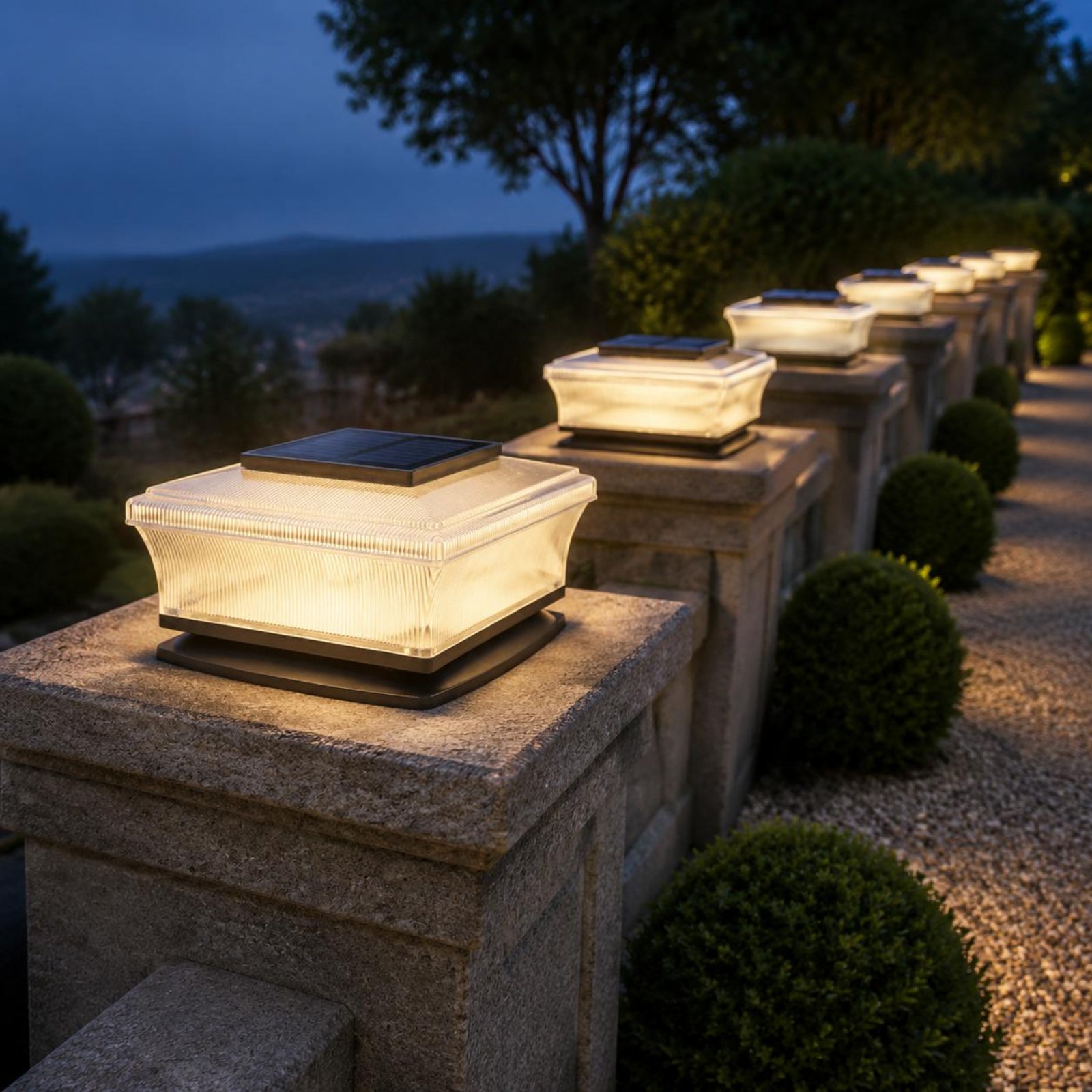 Outdoor Lighting Modern - Bezprzewodowa kwadratowa lampa solarna na słupek,