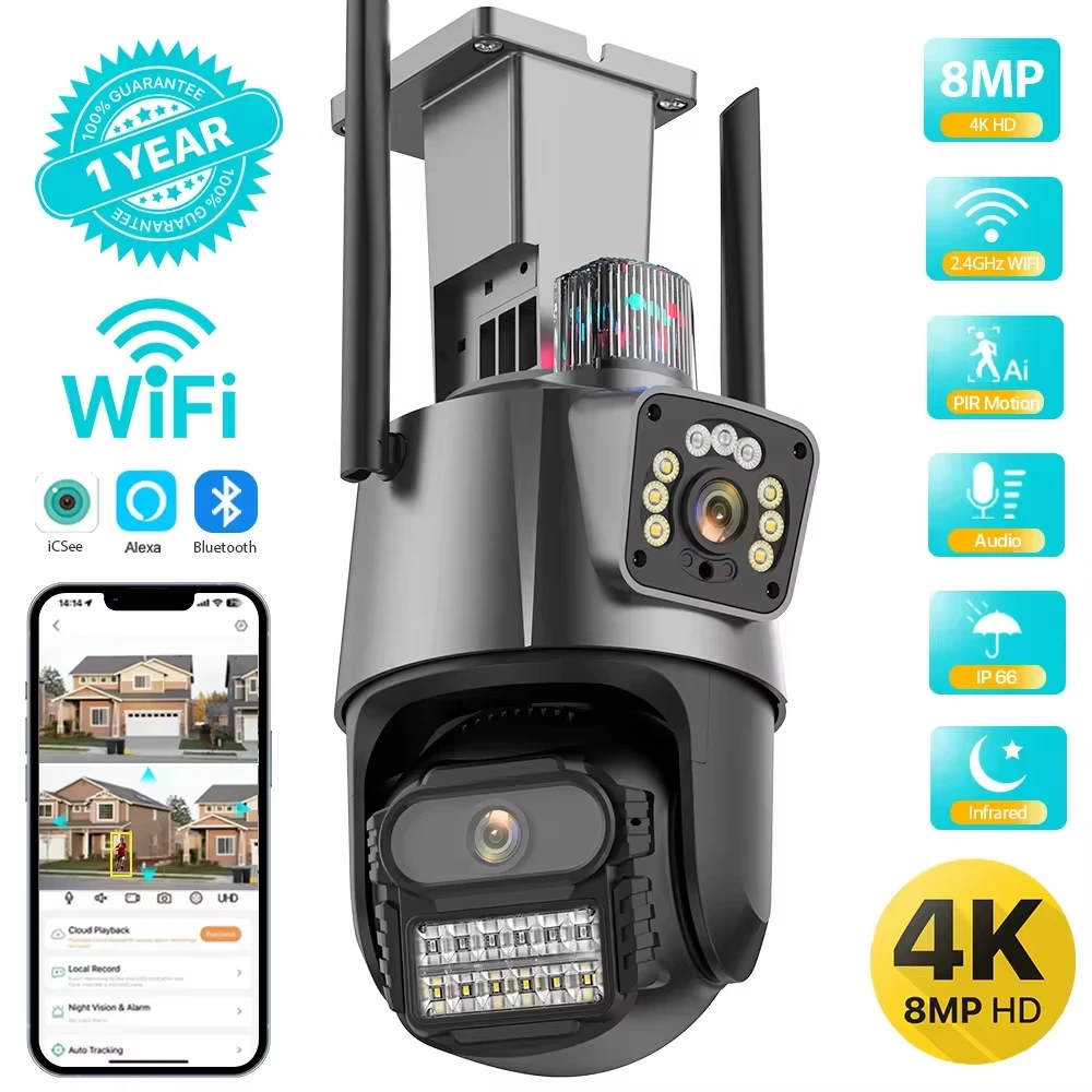 Outdoor Lighting No Electricity - Zewnętrzna kamera PTZ Wi-Fi 4K 8MP