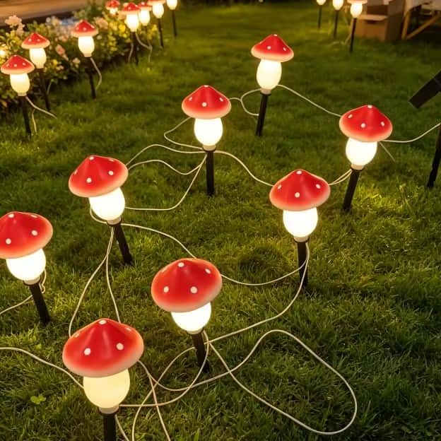 Outdoor Lighting Yard Stakes - Solarne lampki grzybki, wodoodporne, zewnętrzne lampki