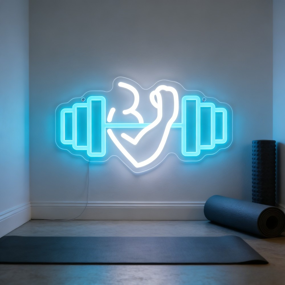 Neonowy znak LED z bicepsami i – Outdoor Lighting Quotes recenzja i cena